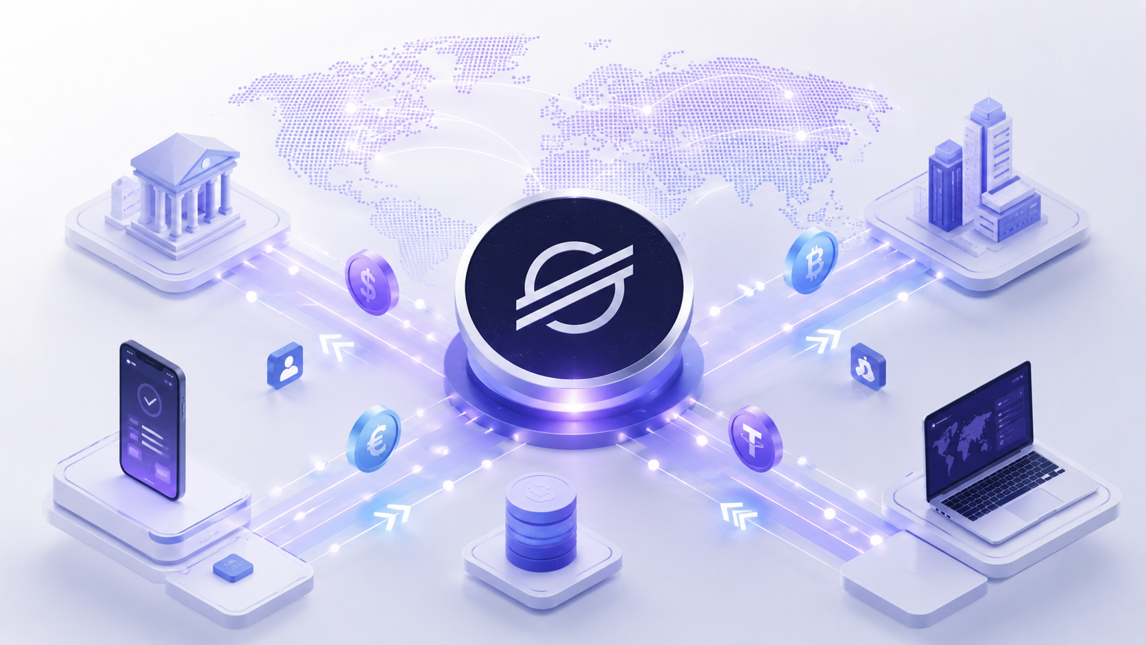 Abstract illustration of the Stellar blockchain network